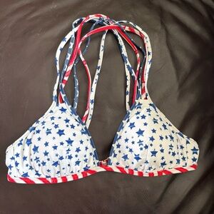 Victoria's Secret Bikini Top Americana Stripes Stars White Blue Red Size Medium